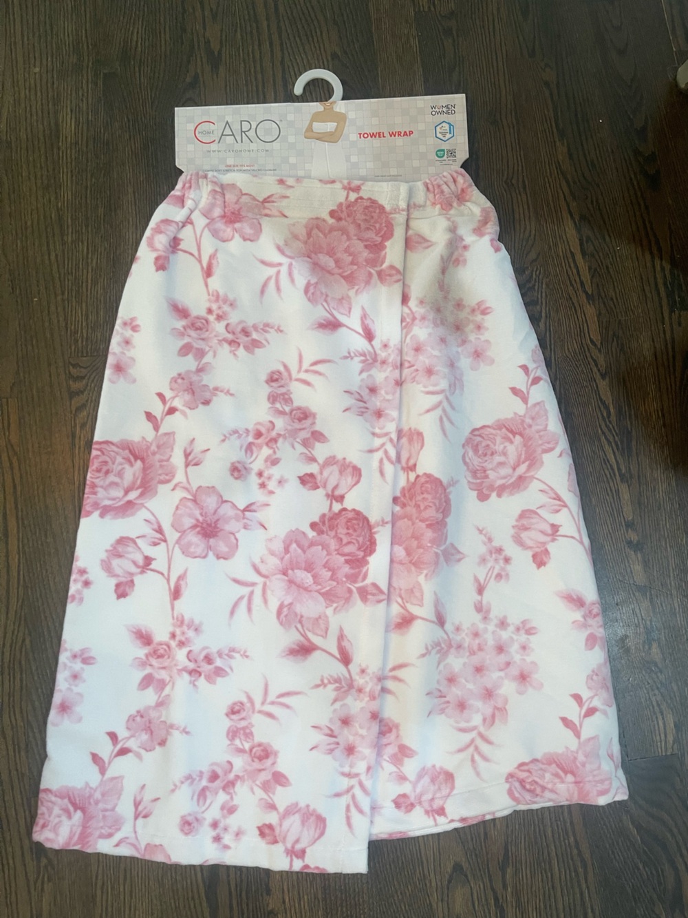 CARO spa floral towel wrap - velcro closure absorbent and soft 100% Cotton - new